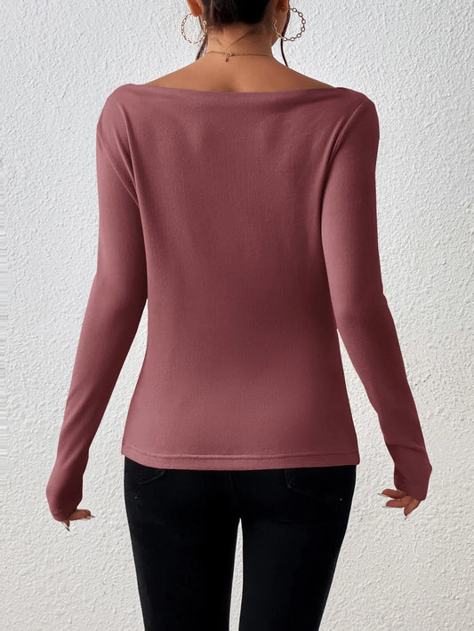 Top froncé à col bateau Frenchy