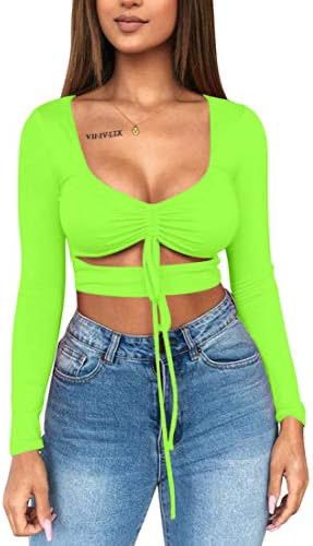 Top vert neon court à manches