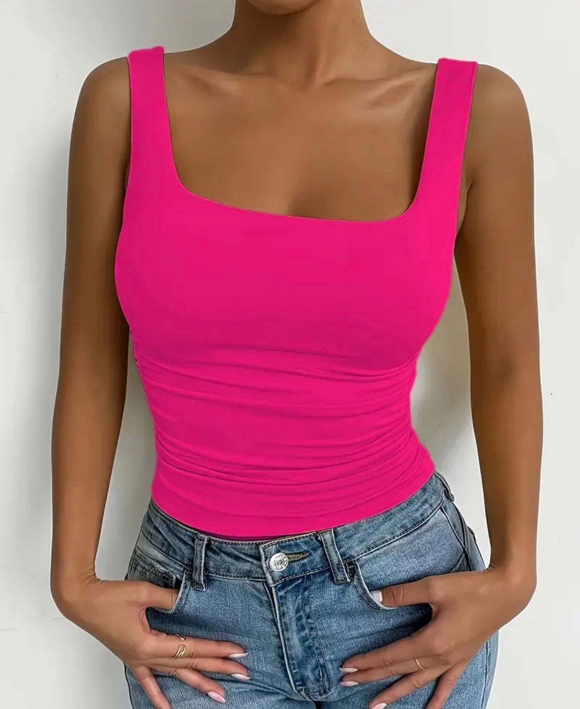 Top rose débardeur sans manches