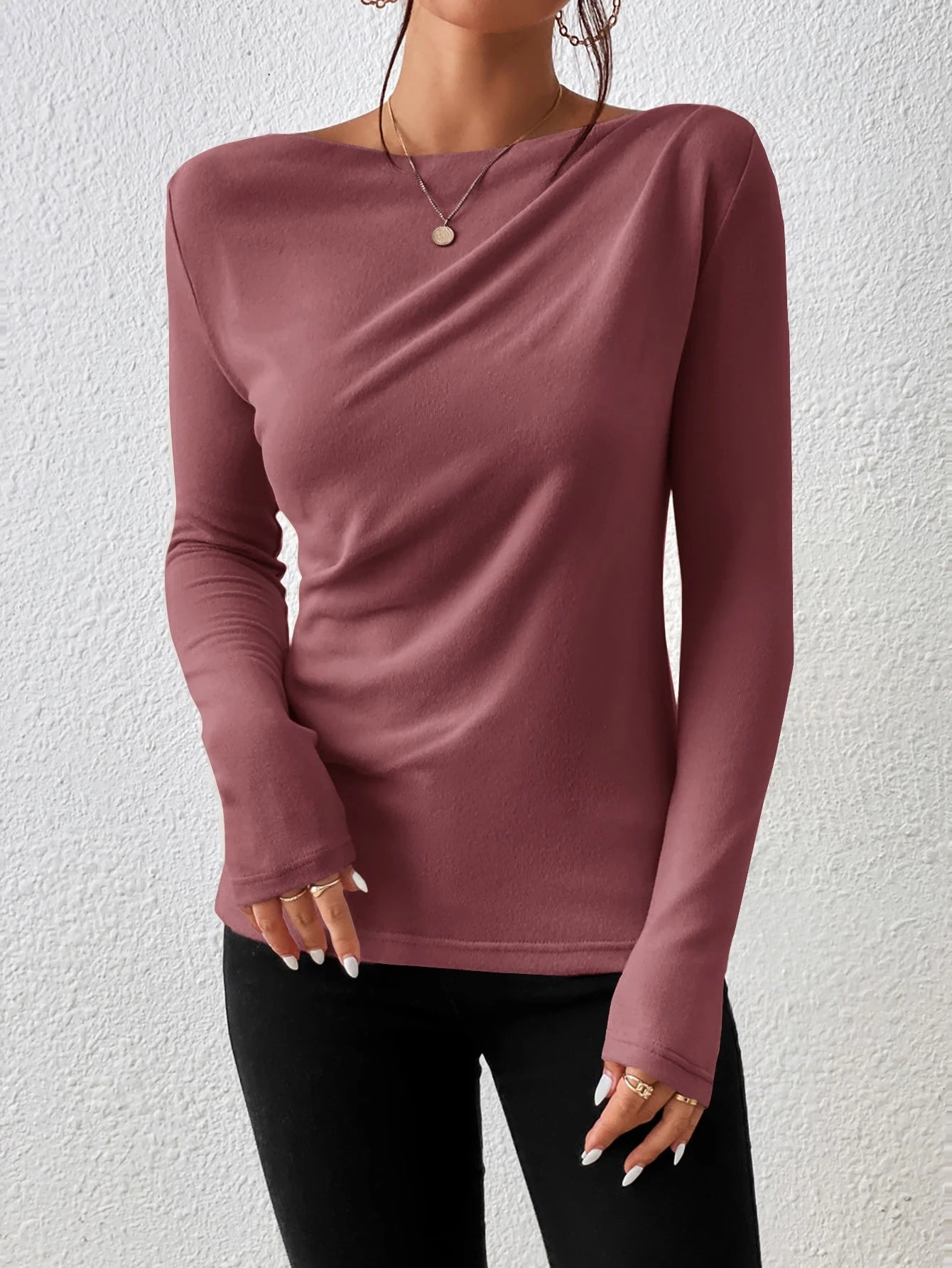 Top froncé à col bateau Frenchy