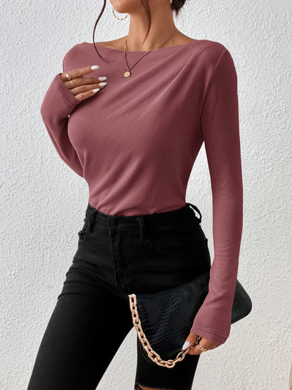 Top froncé à col bateau Frenchy