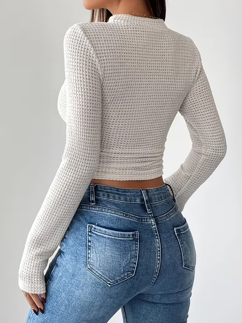 Top élégant pour femmes col rond semi-transparent