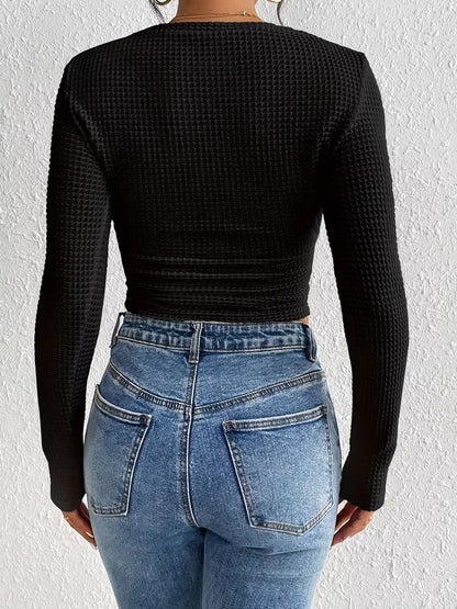 Top élégant pour femmes col rond semi-transparent