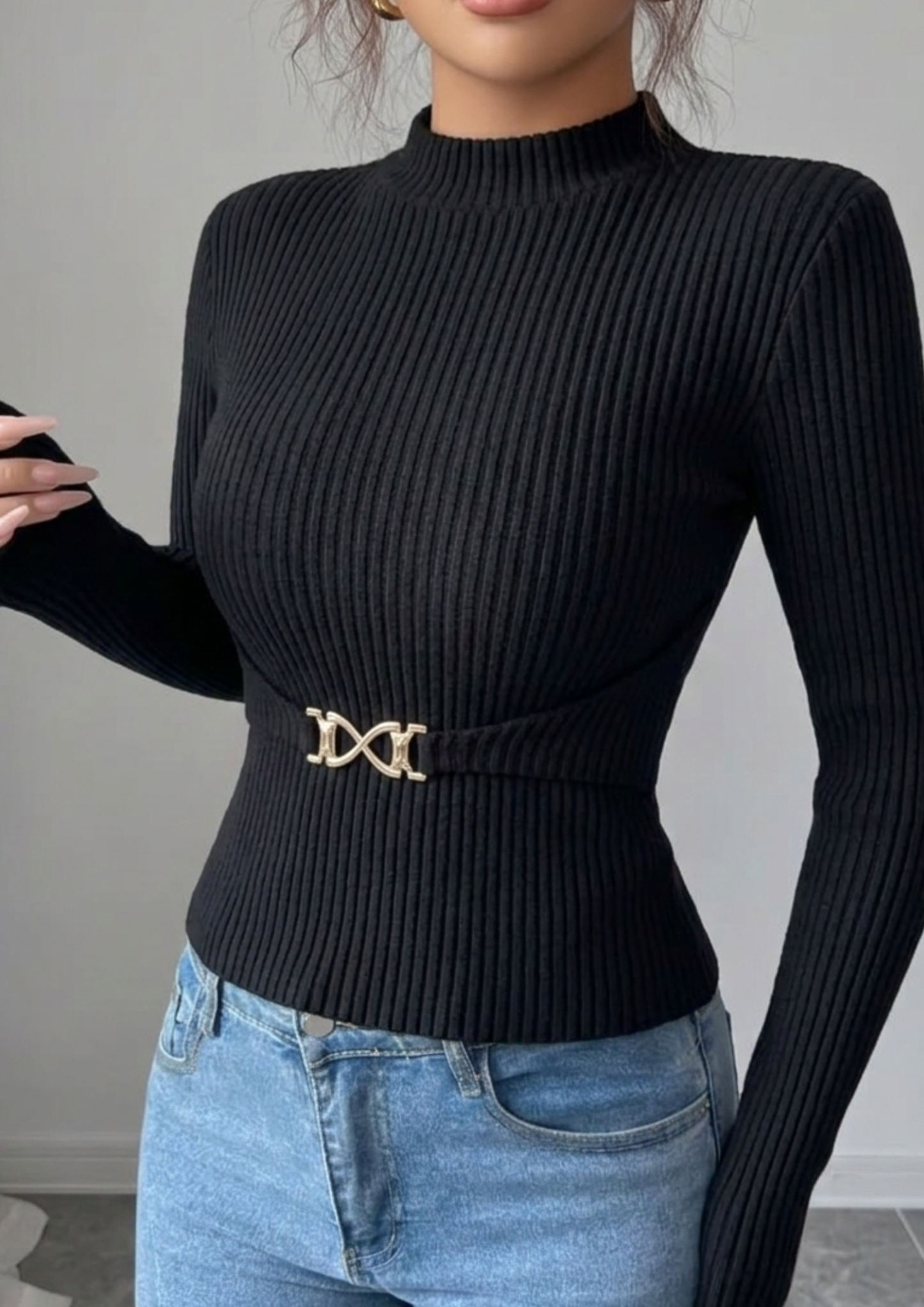 Pull à manches longues et coupe ajustée