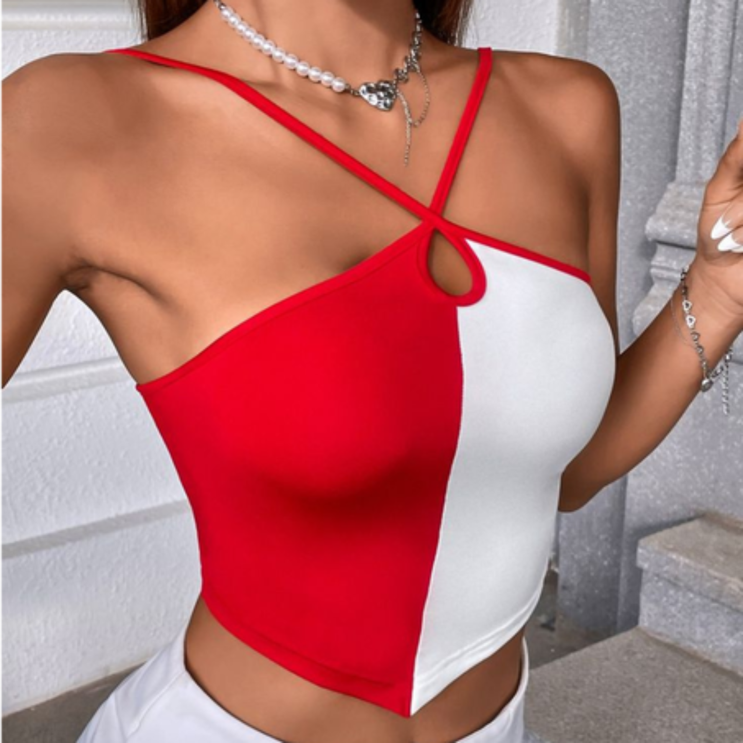 Top caraco à blocs de couleurs