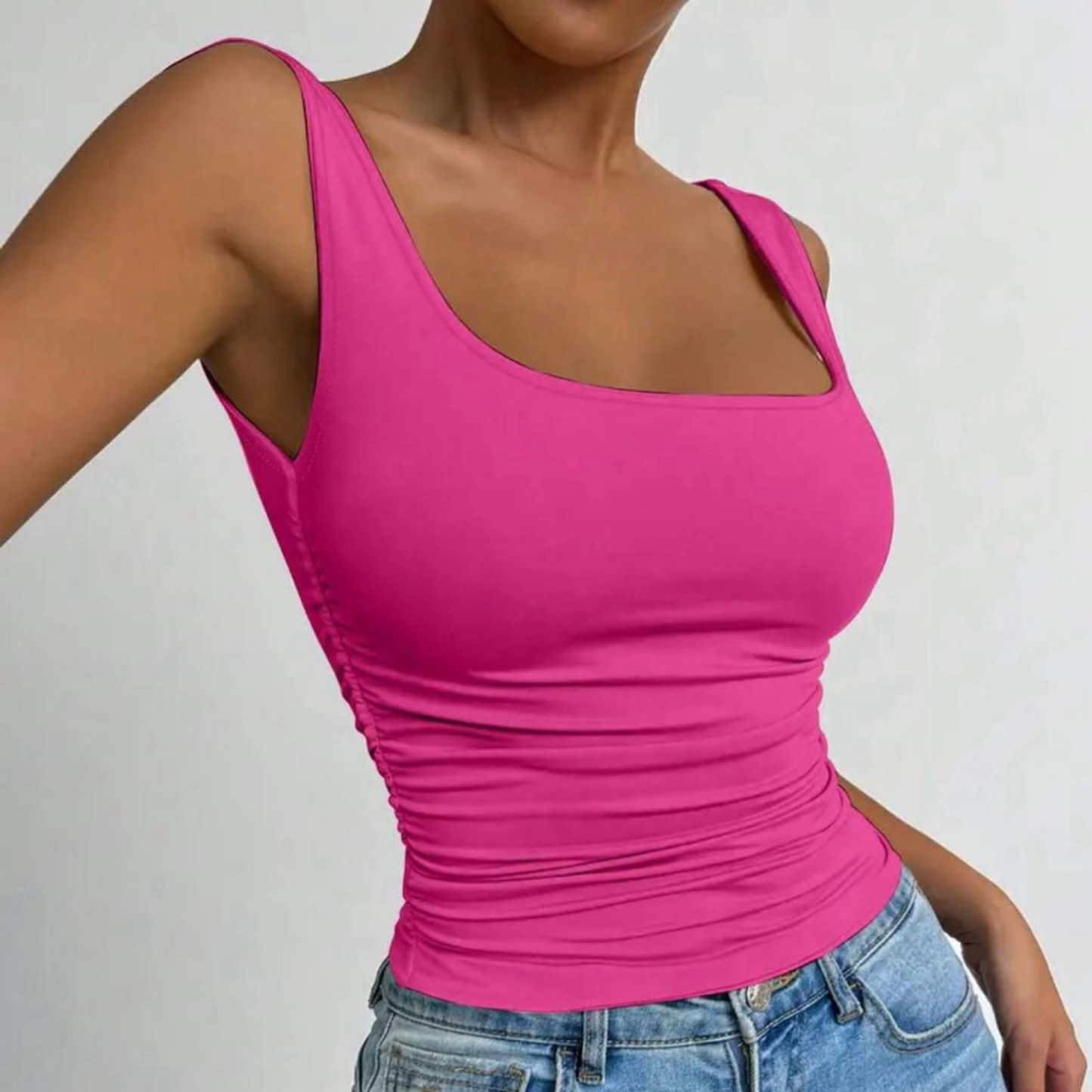 Top rose débardeur sans manches