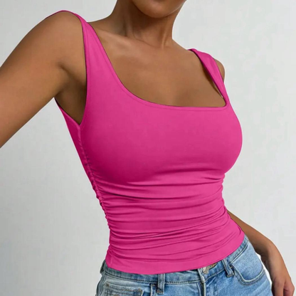 Top rose débardeur sans manches