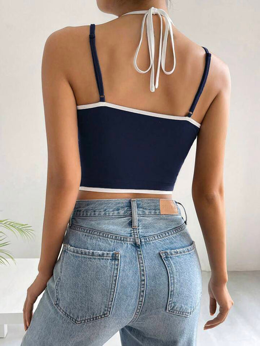 Top À Fines Brides À Liseré Contrastant