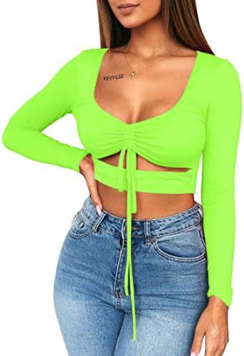 Top vert neon court à manches