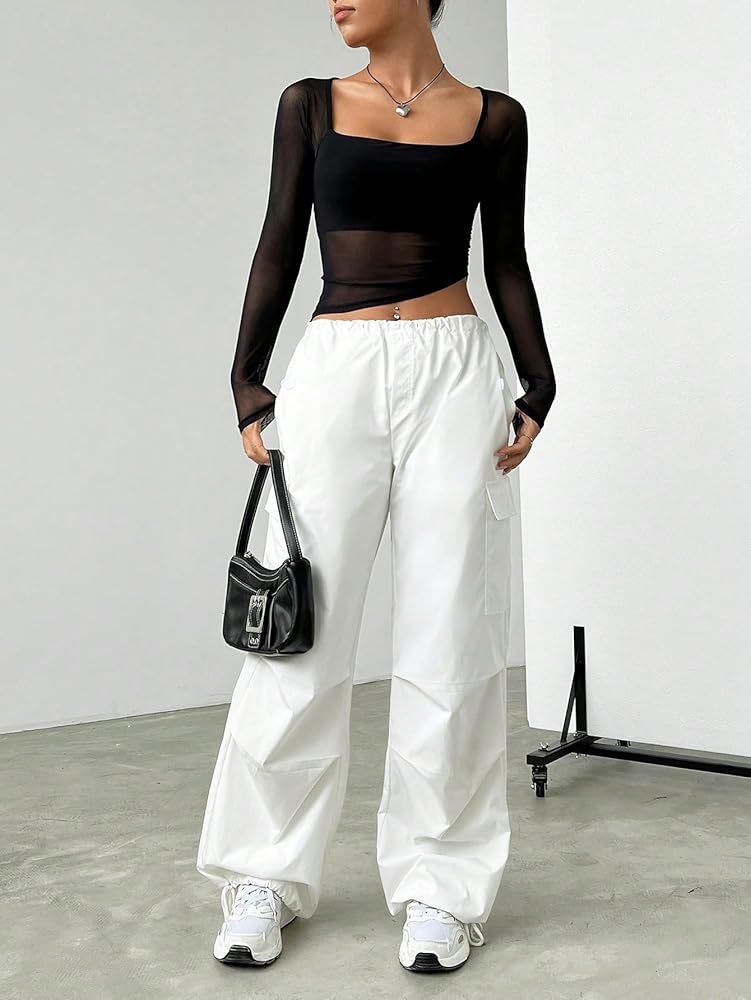 Top Noir Court À Encolure Carrée