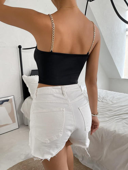 Top caraco à bretelles découpées sur le devant