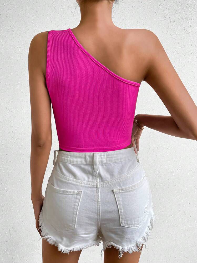 Top rose Court Asymétrique À Lien Anneau