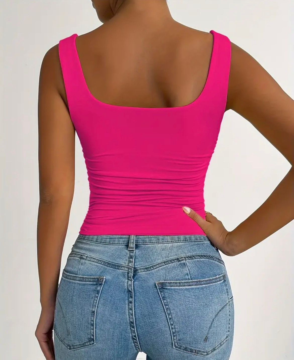 Top rose débardeur sans manches