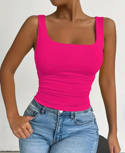 Top rose débardeur sans manches