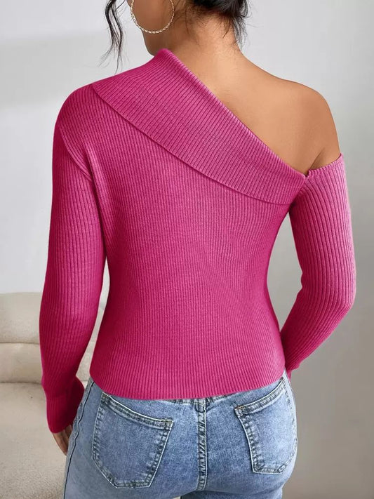 Pull rose à épaules dénudées