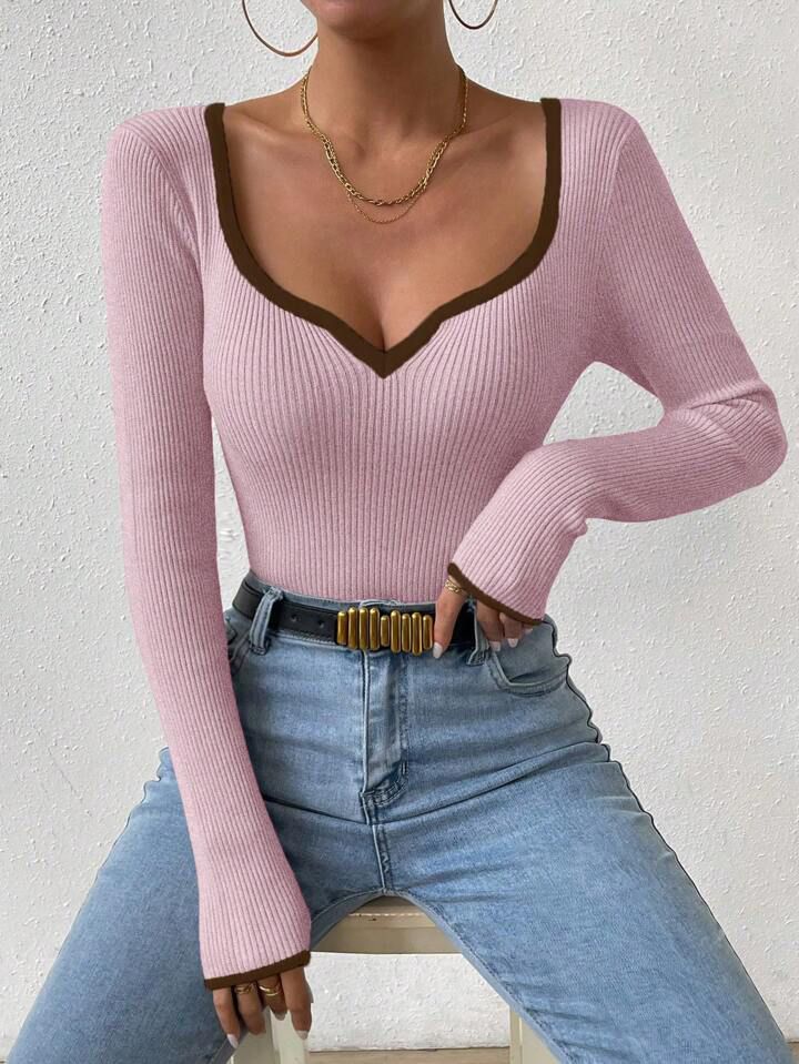 Pull tricoté élégant à manches longues