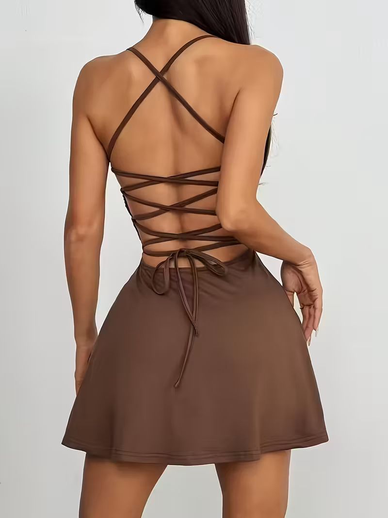 Robe marron décontractee sans manches