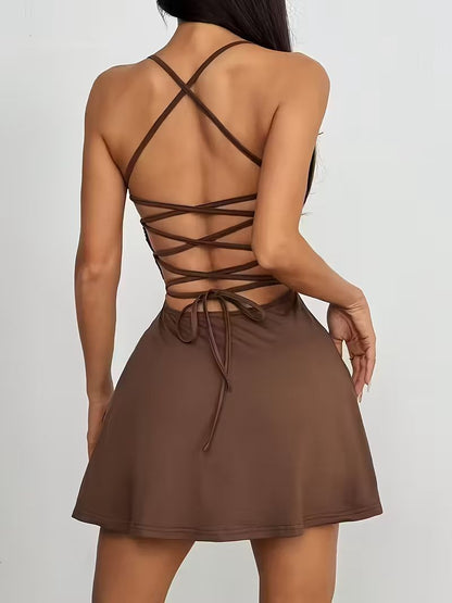 Robe marron décontractee sans manches