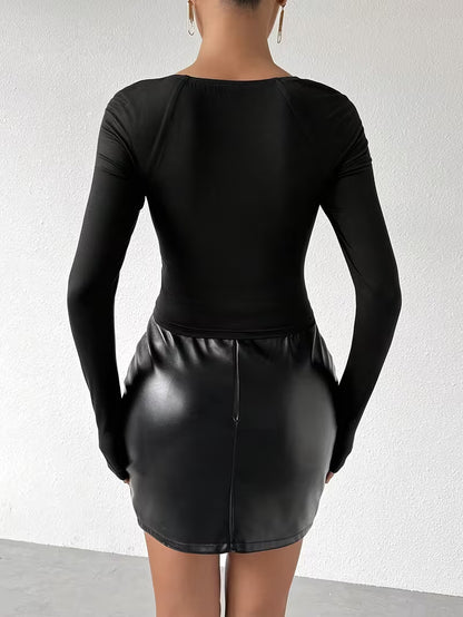 Top extensible sexy à manches longues